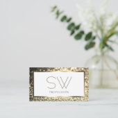 Glamoureus Gouden Sparkle Glitter Wit met Monogram Visitekaartje (Staand voorkant)