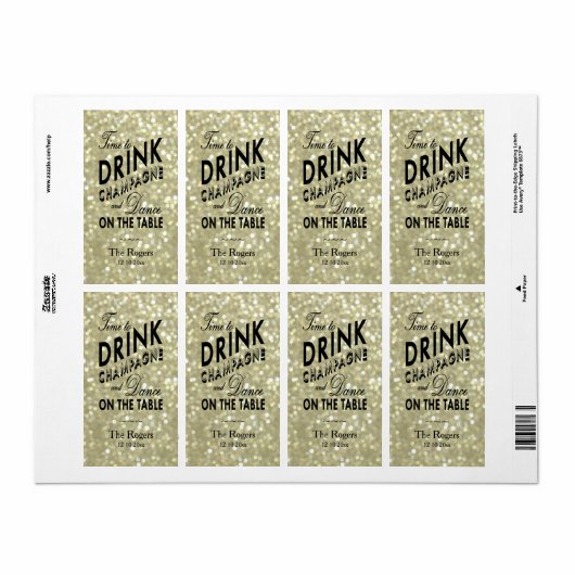 Glamoureus gouden wijnlabel etiket (Full Sheet)