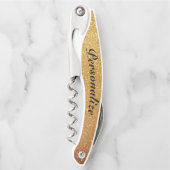 Glamoureus goudglitter aangepaste schroefopener kurkentrekker (Voorkant)