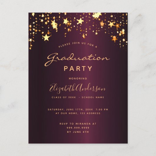 Glamoureus graduparty Bourgoggouden sterren Briefkaart (Voorkant)