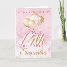Glamoureus Granddochter 14th Birthday Balloon Kaart