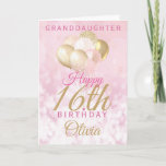 Glamoureus Granddochter 16th Birthday Balloon Kaart<br><div class="desc">Een prachtige glamoureuze 16e verjaardagskaart voor je kleindochter. Dit geweldige ontwerp is voorzien van wazige roze en gouden glitterballonnen op een roos roze dunne achtergrond. personaliseer je met een naam om iemand een heel gelukkige zestiende verjaardag te wensen.</div>