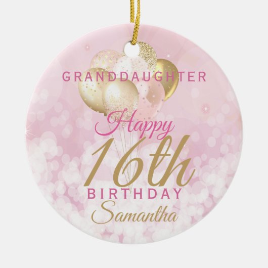 Glamoureus Granddochter 16th Birthday Keramisch Ornament (Voorkant)