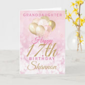 Glamoureus Granddochter 17th Birthday Balloon Kaart (Gele Bloem)