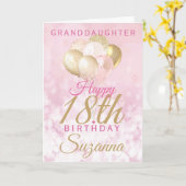 Glamoureus Granddochter 18th Birthday Balloon Kaart (Gele Bloem)