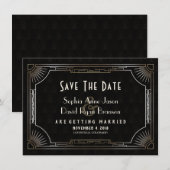 Glamoureus Great Gatsby Gold Art Deco Wedding Save The Date (Voorkant / Achterkant)