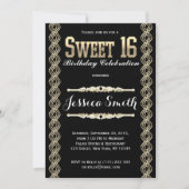 Glamoureus Great Gratsby Sweet 16 Invite Kaart (Voorkant)