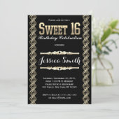 Glamoureus Great Gratsby Sweet 16 Invite Kaart (Staand voorkant)