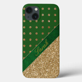 Glamoureus Green en Gold Personalized Case-Mate iPhone Case