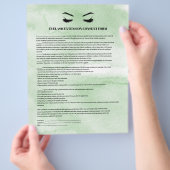 Glamoureus Green EYELASH EXTENSION CONSENT FORM Flyer (Hand)