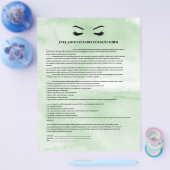 Glamoureus Green EYELASH EXTENSION CONSENT FORM Flyer (Enkel)