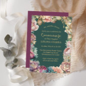 Glamoureus Groen Goud Sparkle Bloemen Quinceanera Kaart