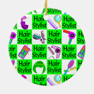 GLAMOUREUS GROEN HAAR STYLIST KERST ORNAMENT