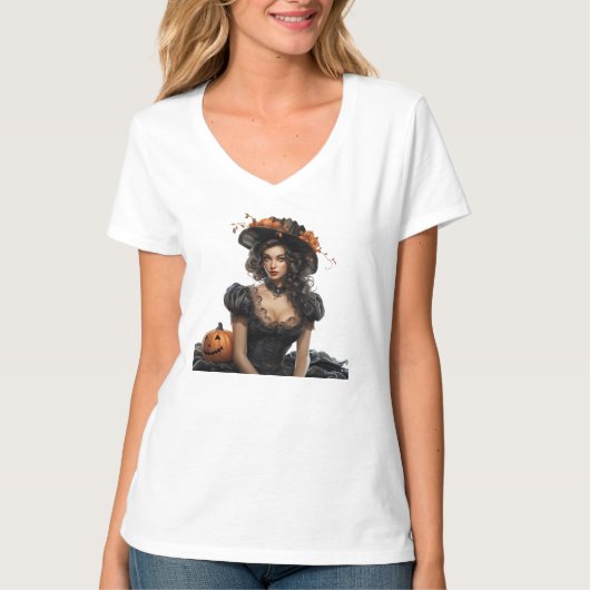 GLAMOUREUS HALLOWEEN PIN UP MEISJE T-SHIRT (Voorkant)