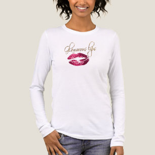 Glamoureus Hot Pink Glitter Lips Tri-Blend Shirt
