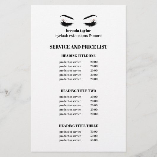Glamoureus indrukwekkende EYELASH SALON SERVICE LI Flyer (Voorkant)