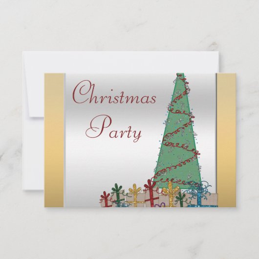 Glamoureus kerstboom en Cadeaus Faux Glitter RSVP Kaartje (Voorkant)