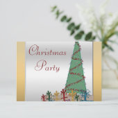 Glamoureus kerstboom en Cadeaus Faux Glitter RSVP Kaartje (Staand voorkant)