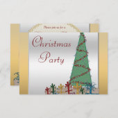 Glamoureus kerstboom en Cadeaus Faux Glitter RSVP Kaartje (Voorkant / Achterkant)