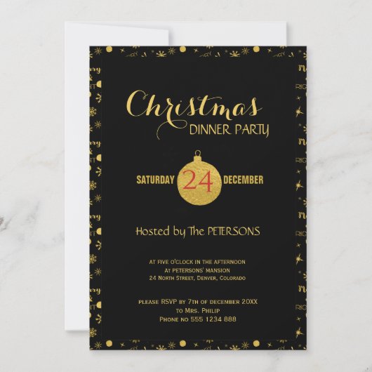 Glamoureus Kerstscript patroon goud zwart Kaart (Voorkant)
