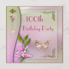 Glamoureus Key, Magnolia & Butterfly 100th Birthda Kaart