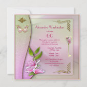 Glamoureus Key, Magnolia & Butterfly 60th Birthday Kaart (Achterkant)