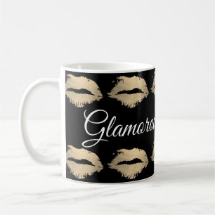 Glamoureus Kiss Pattern (goud) Koffiemok