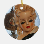 Glamoureus Lady Head Vase Fan Perfume Flessen Keramisch Ornament (Voorkant)