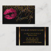 Glamoureus Licht met Gold Confetti & Hot Pink Lips Visitekaartje (Voorkant / Achterkant)