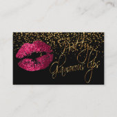 Glamoureus Licht met Gold Confetti & Hot Pink Lips Visitekaartje (Voorkant)