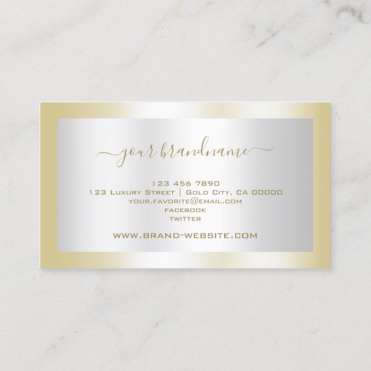 Glamoureus Licht Zilver en Goud Decent Shimmering Visitekaartje (Achterkant)