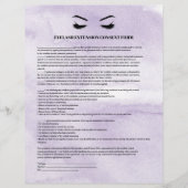 Glamoureus Lila EYELASH EXTENSION CONSENT FORM Flyer (Voorkant)