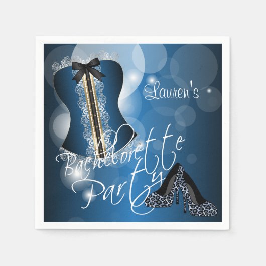 Glamoureus Lingerie Bachelorette Party | Blauw Servetten (Voorkant)