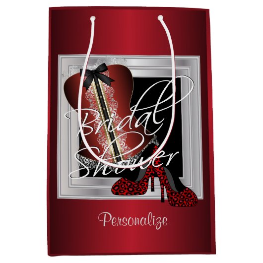 Glamoureus Lingerie Vrijgezellenfeest | Donkerrood Medium Cadeauzakje (Voorkant)