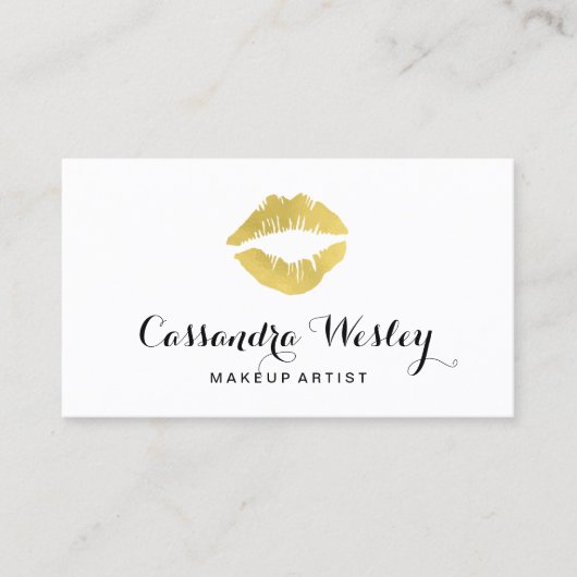 Glamoureus Lips | Faux Gold Foil Visitekaartje (Voorkant)