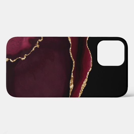 Glamoureus Marble Agate Chic Black Paars Gold Case-Mate iPhone Case (Achterkant (horizontaal))