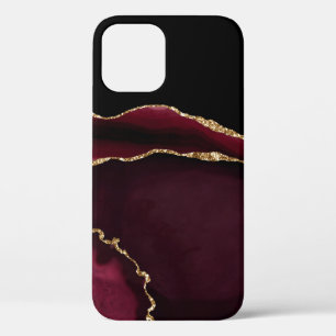 Glamoureus Marble Agate Chic Black Paars Gold Case-Mate iPhone Case