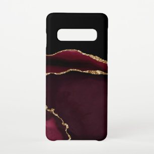 Glamoureus Marble Agate Chic Black Paars Gold Samsung Galaxy S10 Hoesje