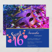 Glamoureus Masquerade Sweet 16 Uitnodiging (Voorkant / Achterkant)