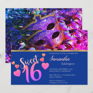Glamoureus Masquerade Sweet 16 Uitnodiging