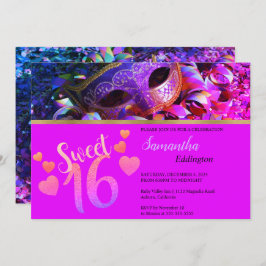 Glamoureus Masquerade Sweet 16 Uitnodiging