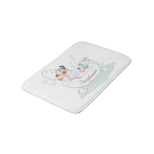 Glamoureus meisje in Bubble Bath Tub Persoonlijk Badmat (Gekanteld)