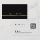 Glamoureus Minimalistisch Elegant Zwart en Goud Visitekaartje (Voorkant / Achterkant)