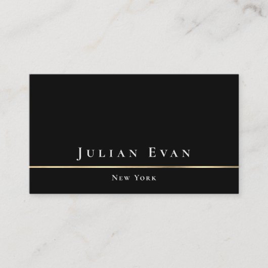 Glamoureus Minimalistisch Elegant Zwart en Goud Visitekaartje (Voorkant)