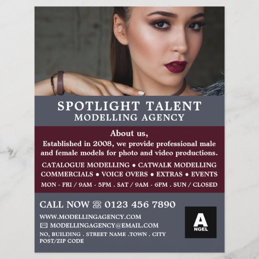 Glamoureus Model, Modelleraar, modelagent Flyer (Voorkant)