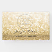 Glamoureus modern chic gold glittery custom logo spandoek (Horizontaal)
