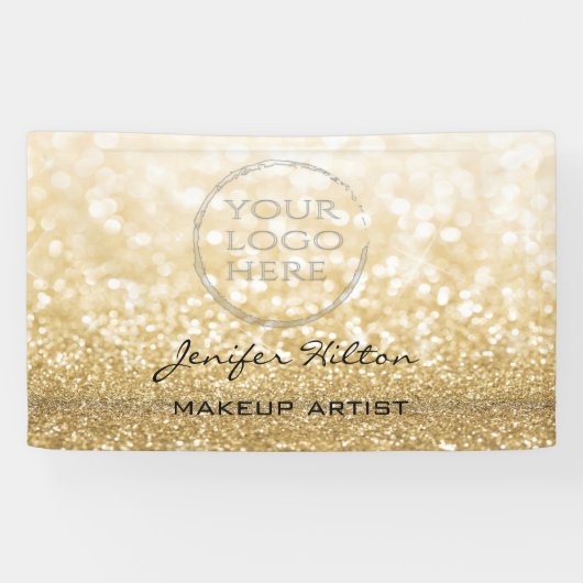Glamoureus modern chic gold glittery custom logo spandoek (Horizontaal)