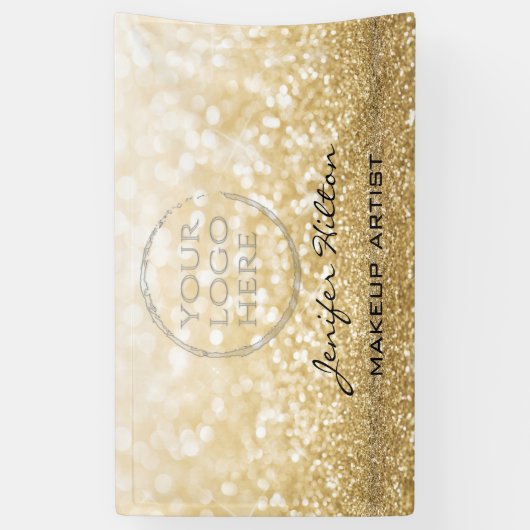 Glamoureus modern chic gold glittery custom logo spandoek (Verticaal)