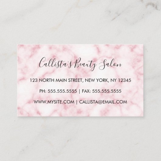 Glamoureus Modern Chique Roze Glitter Marmer Ombre Klantenkaartje (Achterkant)