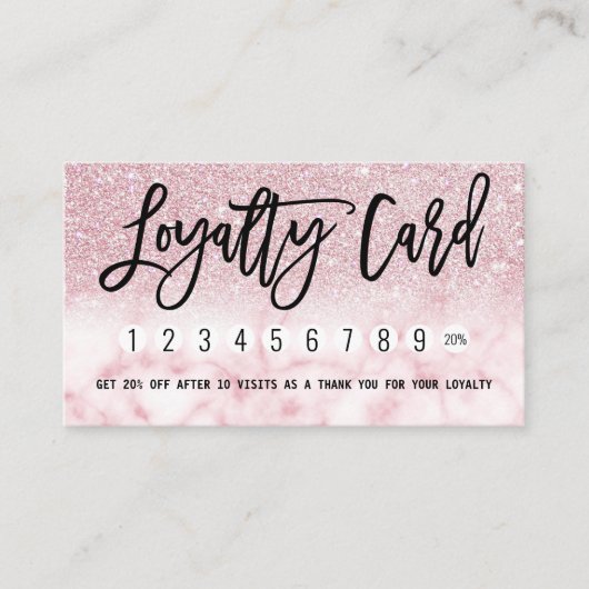 Glamoureus Modern Chique Roze Glitter Marmer Ombre Klantenkaartje (Voorkant)